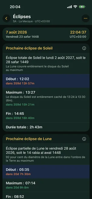 Les prochaines éclipses de Soleil et de Lune